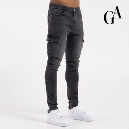 Gatthe-Muric Slim Fit Cargo Jeans - Washed Black